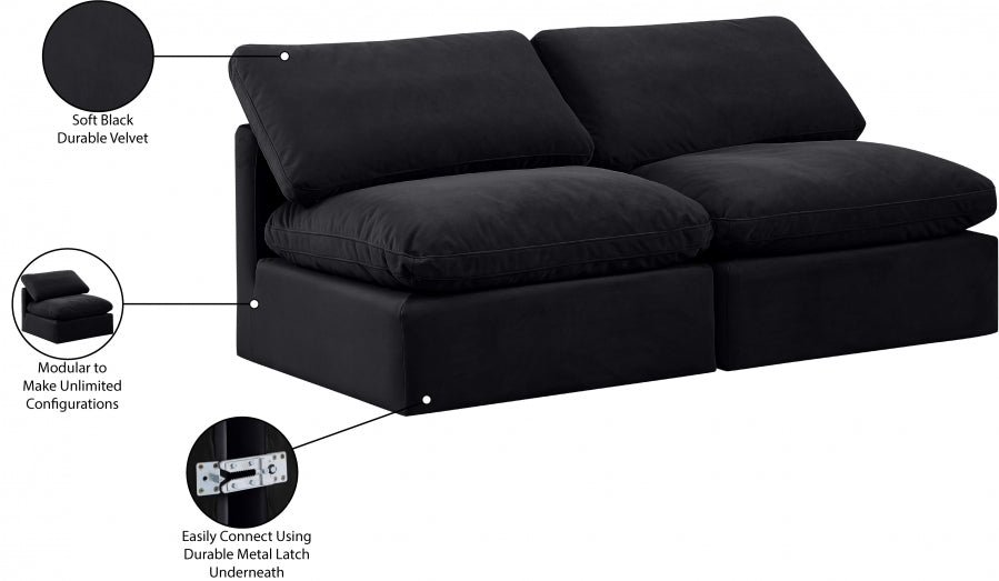 Indulge Velvet Sofa Black - 147Black-S2 - Vega Furniture