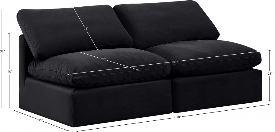 Indulge Velvet Sofa Black - 147Black-S2 - Vega Furniture