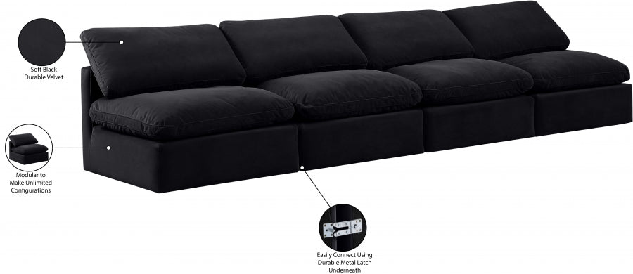 Indulge Velvet Sofa Black - 147Black-S4 - Vega Furniture