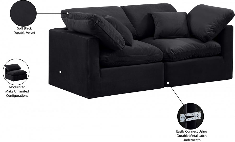 Indulge Velvet Sofa Black - 147Black-S70 - Vega Furniture