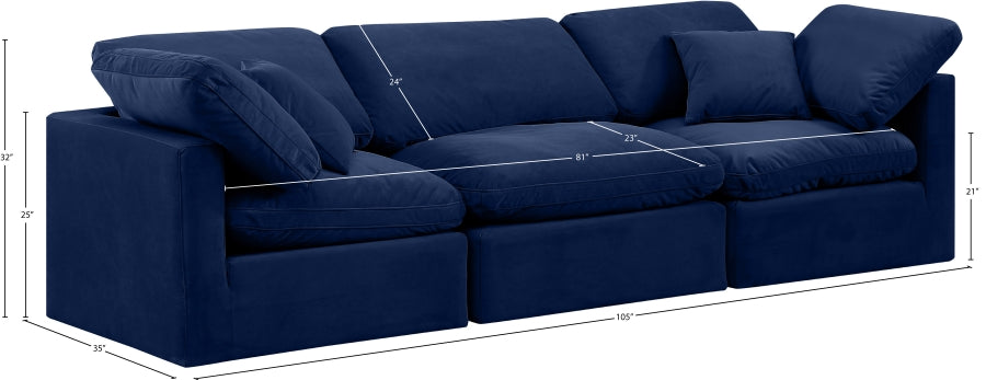 Indulge Velvet Sofa Blue - 147Navy-S105 - Vega Furniture
