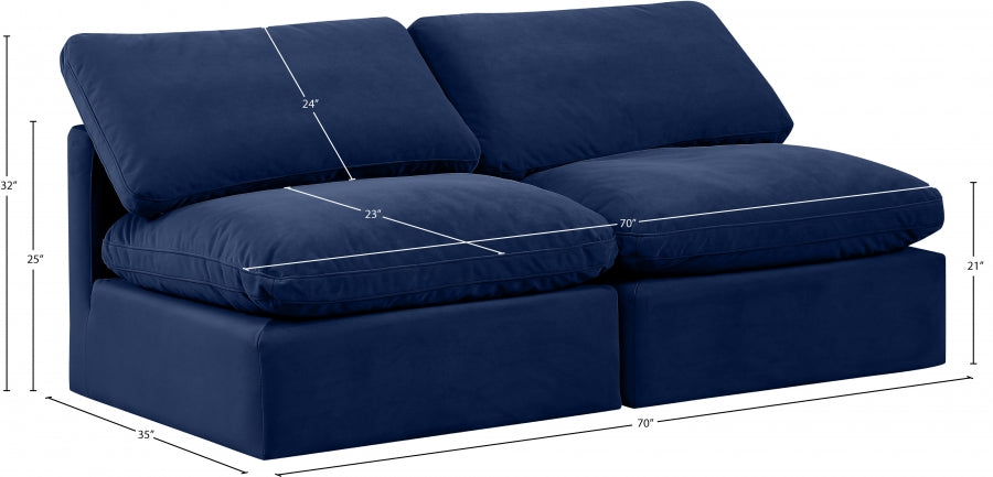 Indulge Velvet Sofa Blue - 147Navy-S2 - Vega Furniture
