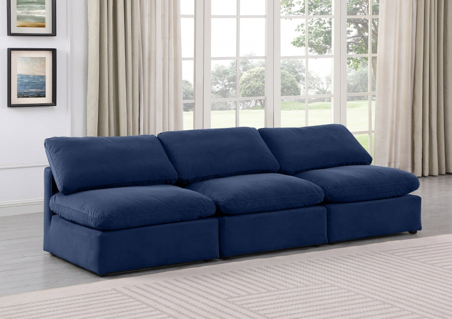 Indulge Velvet Sofa Blue - 147Navy-S3 - Vega Furniture