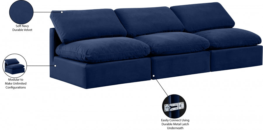 Indulge Velvet Sofa Blue - 147Navy-S3 - Vega Furniture