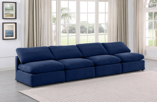 Indulge Velvet Sofa Blue - 147Navy-S4 - Vega Furniture