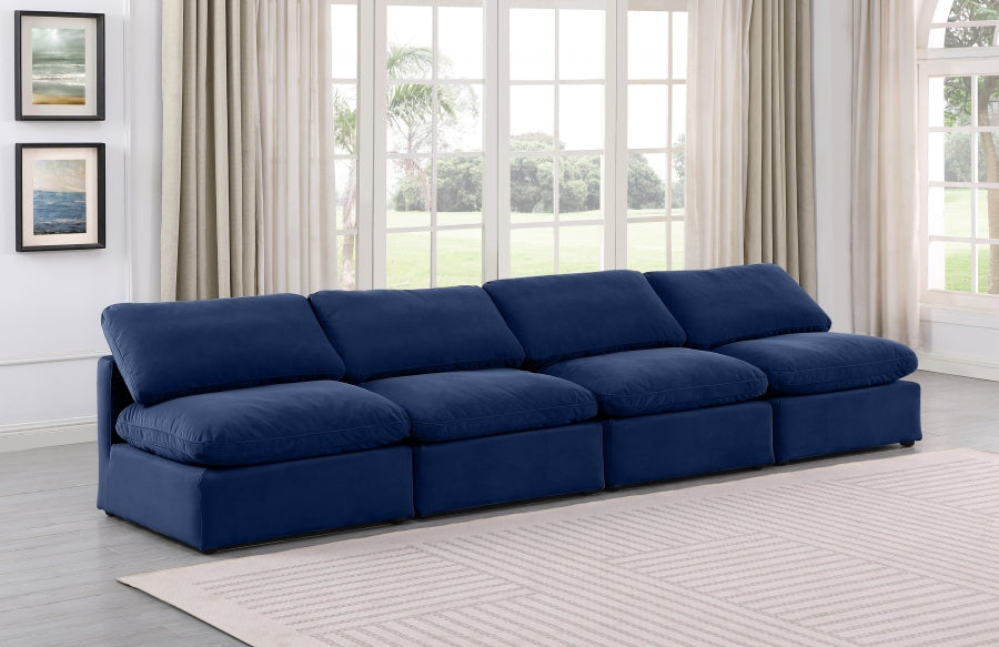 Indulge Velvet Sofa Blue - 147Navy-S4 - Vega Furniture