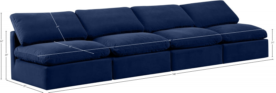 Indulge Velvet Sofa Blue - 147Navy-S4 - Vega Furniture