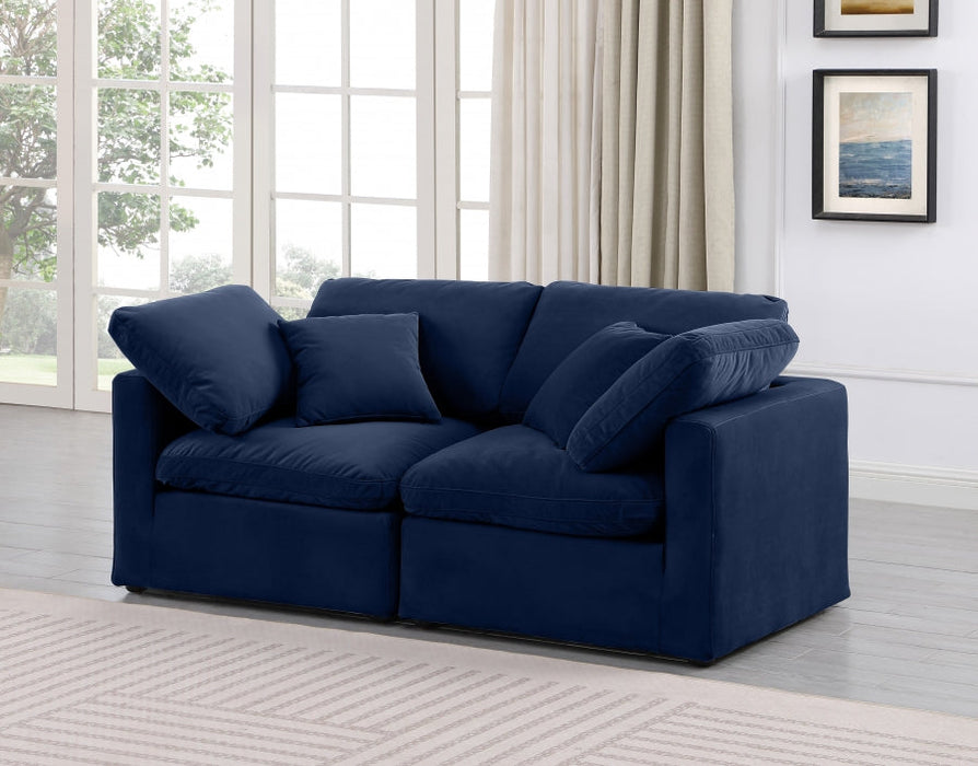 Indulge Velvet Sofa Blue - 147Navy-S70 - Vega Furniture