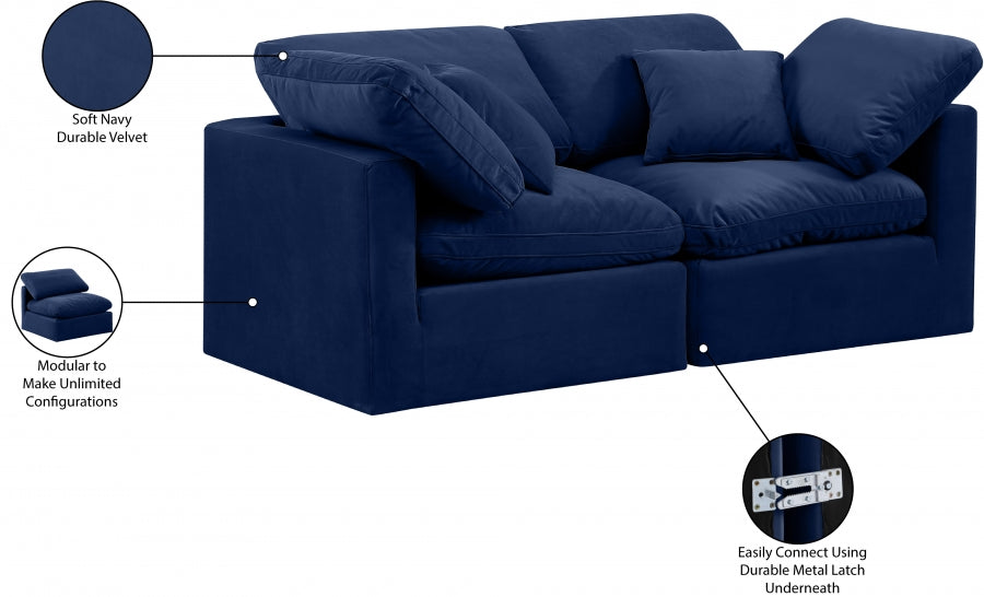 Indulge Velvet Sofa Blue - 147Navy-S70 - Vega Furniture