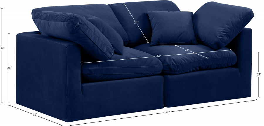 Indulge Velvet Sofa Blue - 147Navy-S70 - Vega Furniture