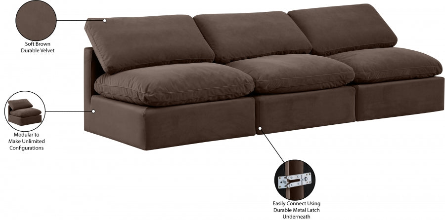 Indulge Velvet Sofa Brown - 147Brown-S3 - Vega Furniture