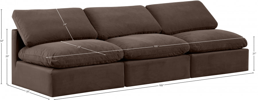 Indulge Velvet Sofa Brown - 147Brown-S3 - Vega Furniture