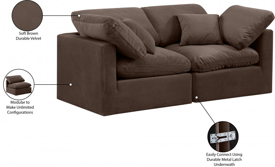 Indulge Velvet Sofa Brown - 147Brown-S70 - Vega Furniture