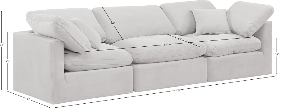Indulge Velvet Sofa Cream - 147Cream-S105 - Vega Furniture