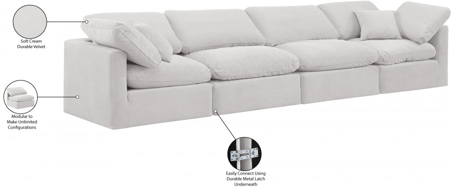 Indulge Velvet Sofa Cream - 147Cream-S140 - Vega Furniture