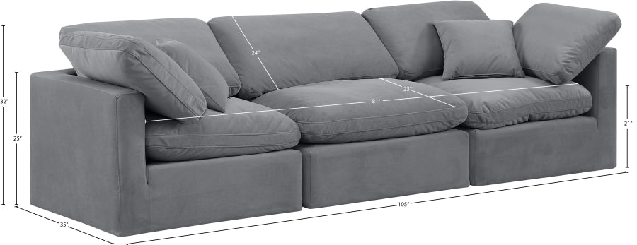 Indulge Velvet Sofa Grey - 147Grey-S105 - Vega Furniture