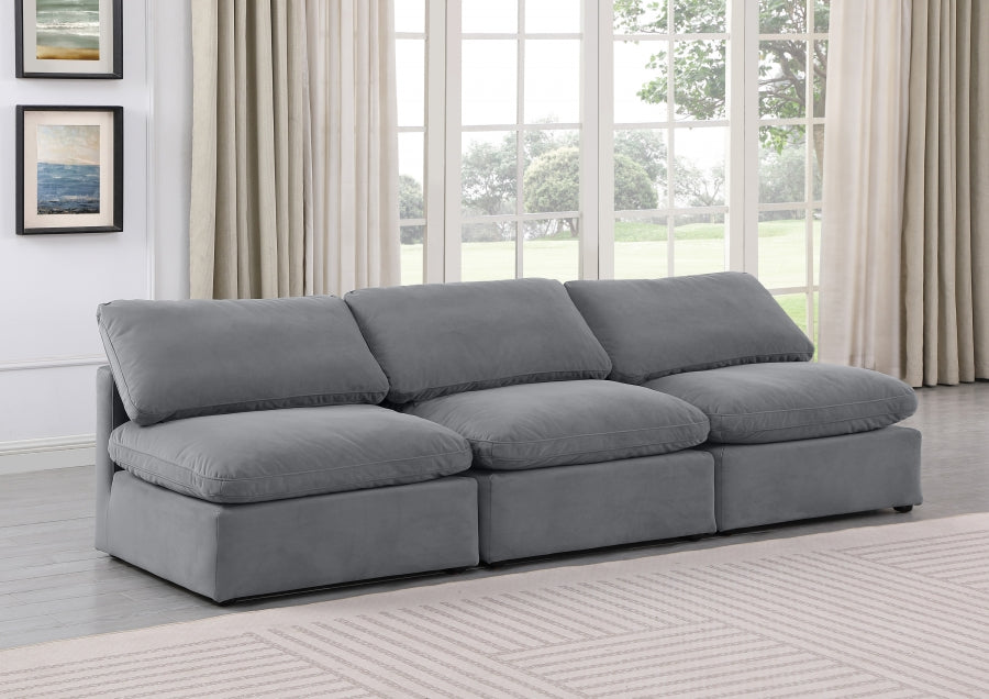 Indulge Velvet Sofa Grey - 147Grey-S3 - Vega Furniture