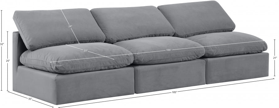 Indulge Velvet Sofa Grey - 147Grey-S3 - Vega Furniture