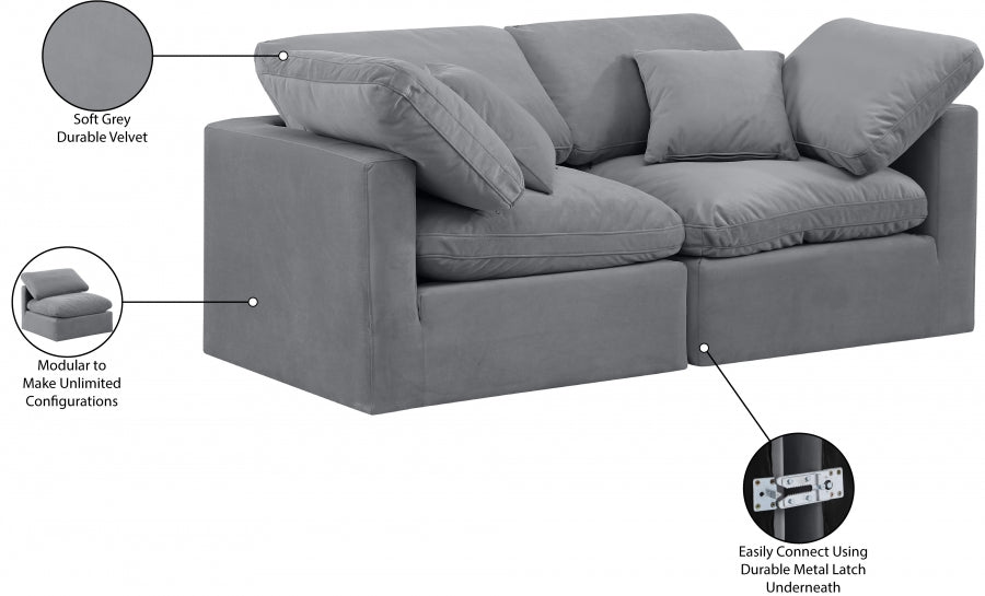 Indulge Velvet Sofa Grey - 147Grey-S70 - Vega Furniture