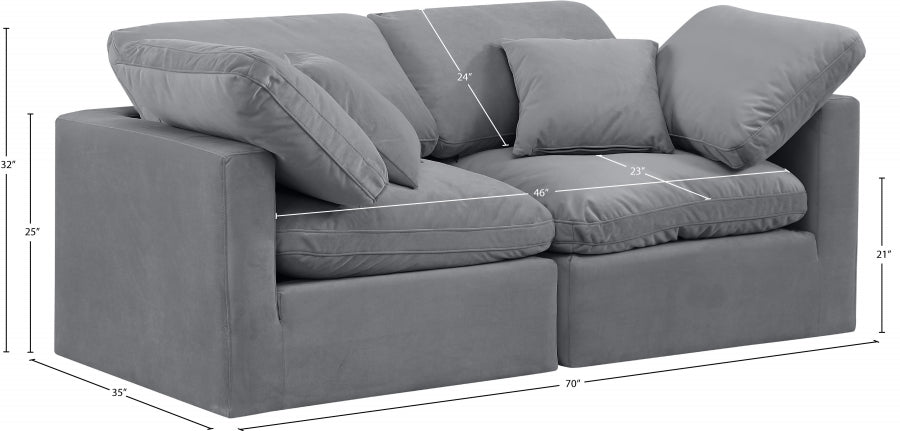 Indulge Velvet Sofa Grey - 147Grey-S70 - Vega Furniture