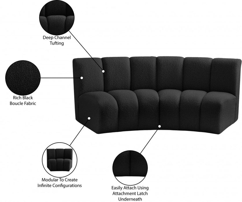 Infinity Black Boucle Fabric Loveseat - 643Black-2PC - Vega Furniture