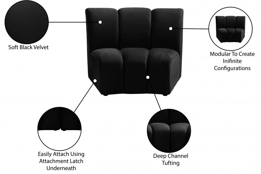 Infinity Black Modular Chair - 638Black-C - Vega Furniture