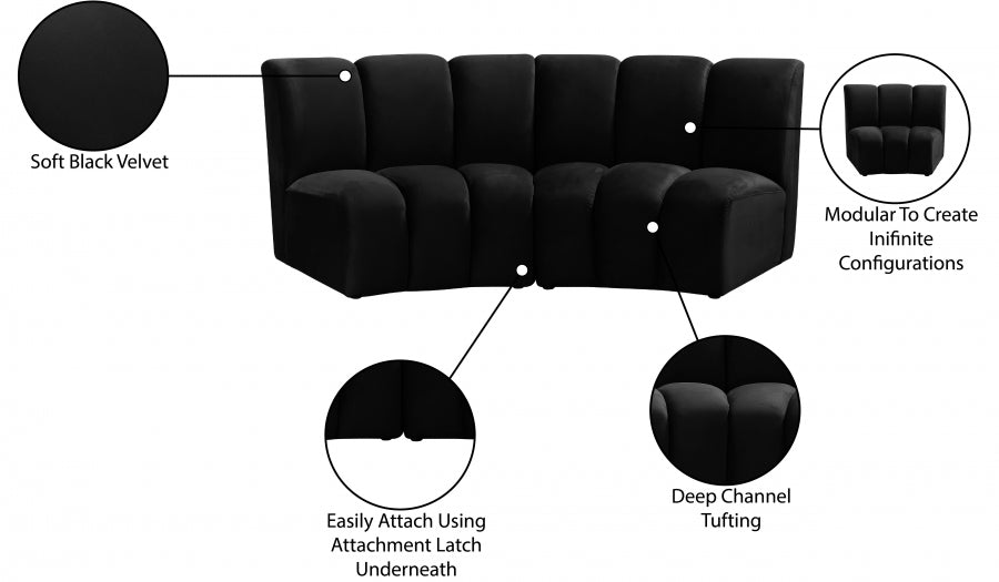 Infinity Black Modular Loveseat - 638Black-2PC - Vega Furniture