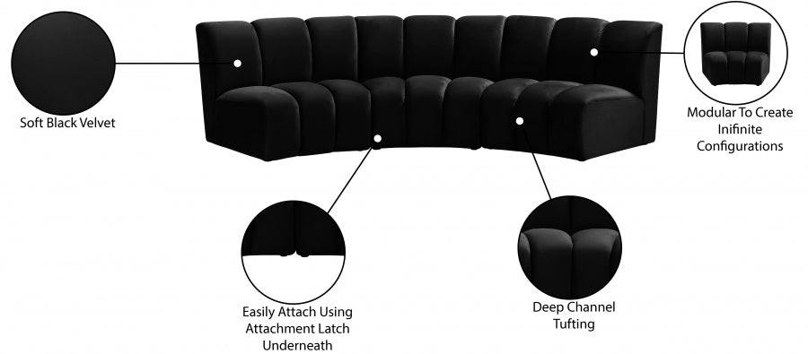 Infinity Black Modular Sofa - 638Black-3PC - Vega Furniture