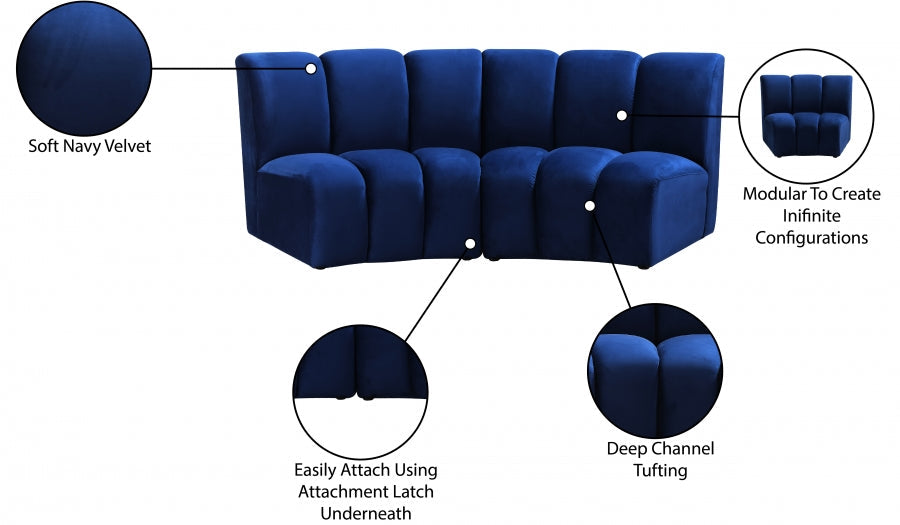 Infinity Blue Modular Loveseat - 638Navy-2PC - Vega Furniture