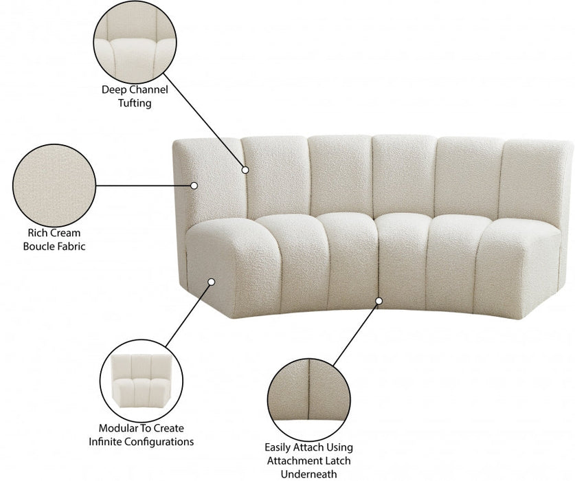 Infinity Cream Boucle Fabric Loveseat - 643Cream-2PC - Vega Furniture