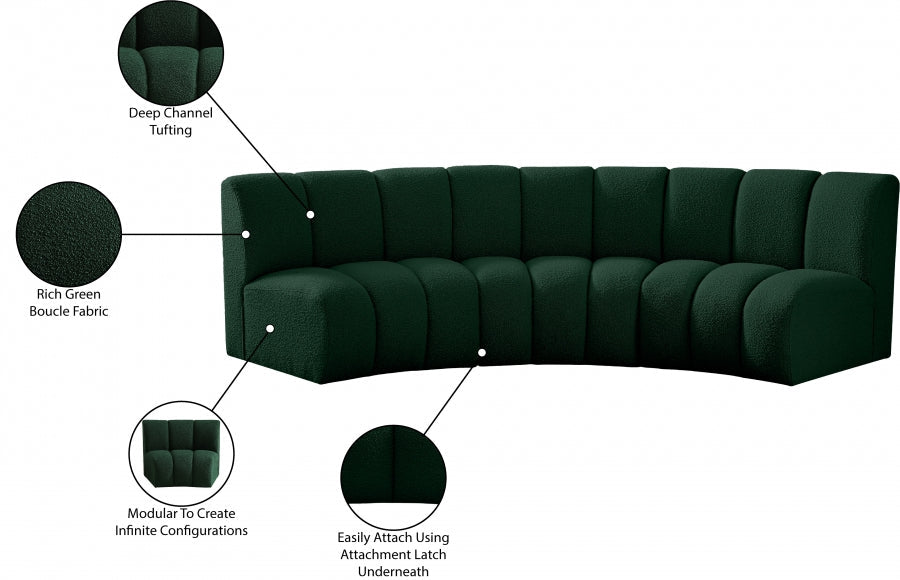 Infinity Green Boucle Fabric Sofa - 643Green-3PC - Vega Furniture