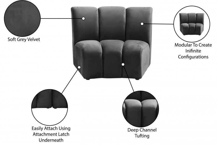 Infinity Grey Modular Chair - 638Grey-C - Vega Furniture