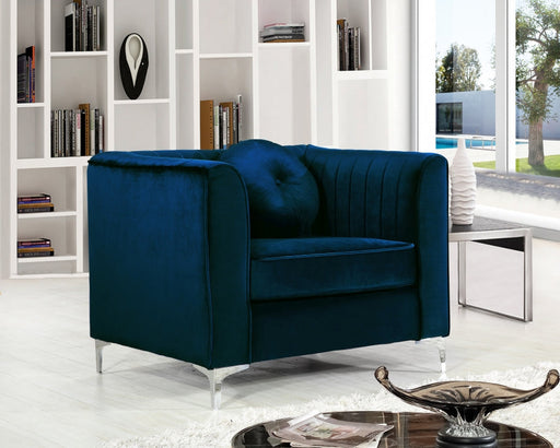 Isabelle Blue Velvet Chair - 612Navy-C - Vega Furniture