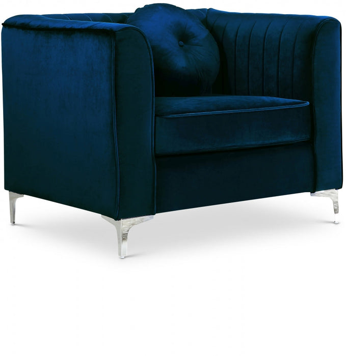 Isabelle Blue Velvet Chair - 612Navy-C - Vega Furniture