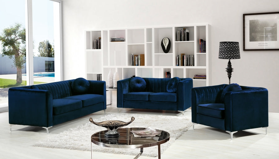 Isabelle Blue Velvet Chair - 612Navy-C - Vega Furniture