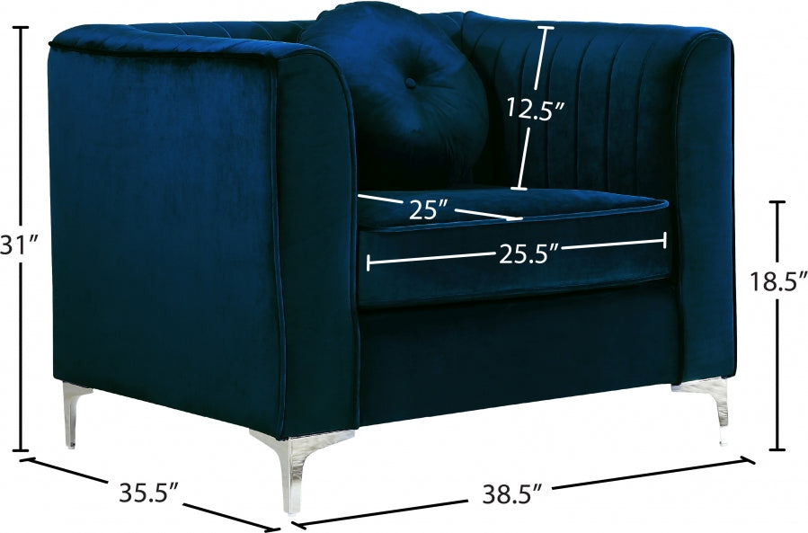 Isabelle Blue Velvet Chair - 612Navy-C - Vega Furniture