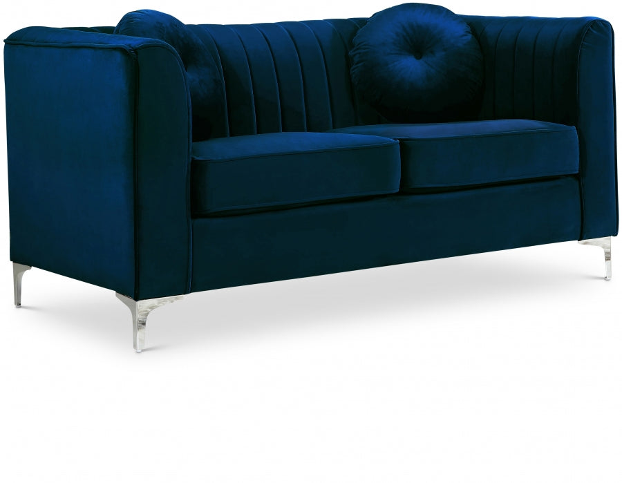 Isabelle Blue Velvet Loveseat - 612Navy-L - Vega Furniture