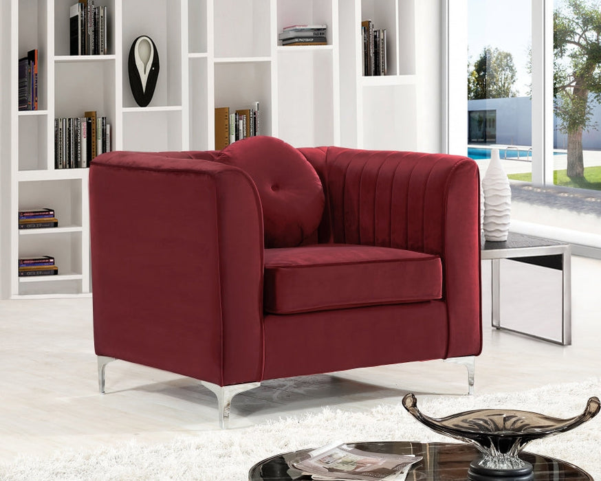 Isabelle Burgundy Velvet Chair - 612Burg-C - Vega Furniture
