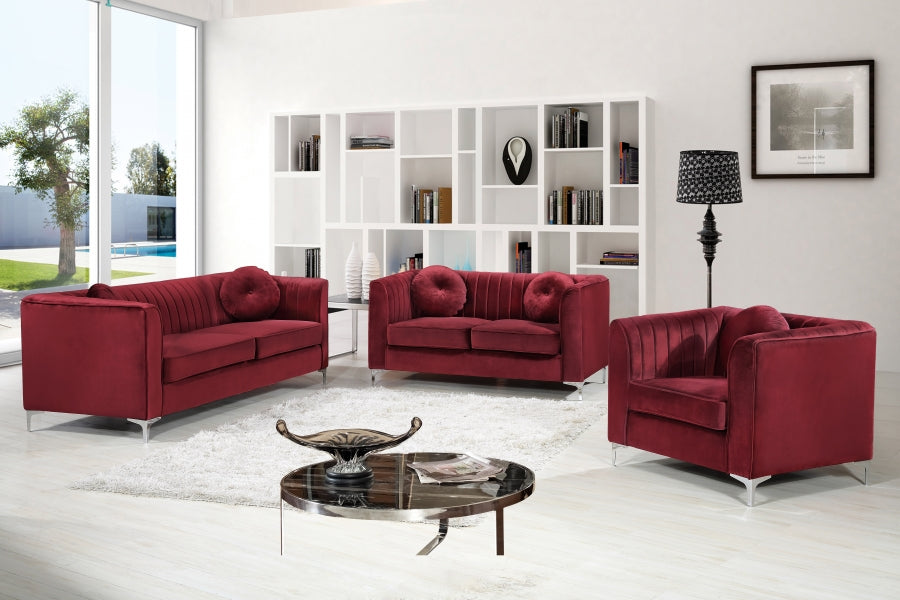 Isabelle Burgundy Velvet Chair - 612Burg-C - Vega Furniture