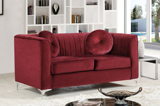 Isabelle Burgundy Velvet Loveseat - 612Burg-L - Vega Furniture