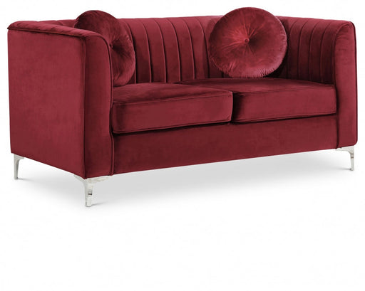 Isabelle Burgundy Velvet Loveseat - 612Burg-L - Vega Furniture