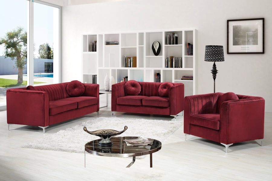 Isabelle Burgundy Velvet Loveseat - 612Burg-L - Vega Furniture
