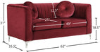 Isabelle Burgundy Velvet Loveseat - 612Burg-L - Vega Furniture