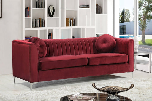 Isabelle Burgundy Velvet Sofa - 612Burg-S - Vega Furniture