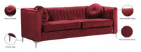 Isabelle Burgundy Velvet Sofa - 612Burg-S - Vega Furniture