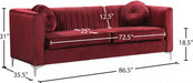 Isabelle Burgundy Velvet Sofa - 612Burg-S - Vega Furniture