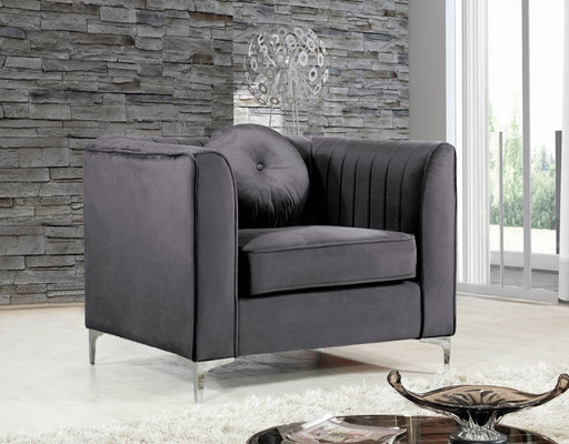 Isabelle Grey Velvet Chair - 612Grey-C - Vega Furniture