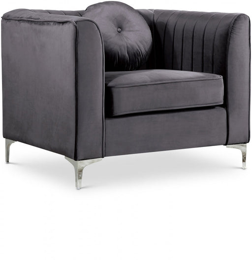 Isabelle Grey Velvet Chair - 612Grey-C - Vega Furniture