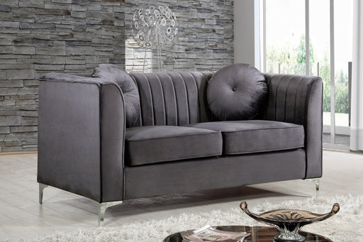 Isabelle Grey Velvet Loveseat - 612Grey-L - Vega Furniture