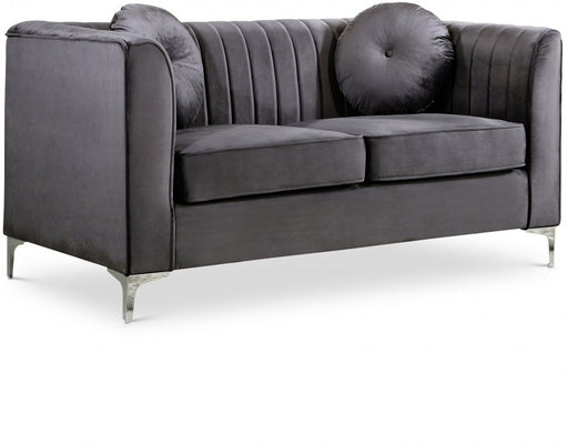 Isabelle Grey Velvet Loveseat - 612Grey-L - Vega Furniture